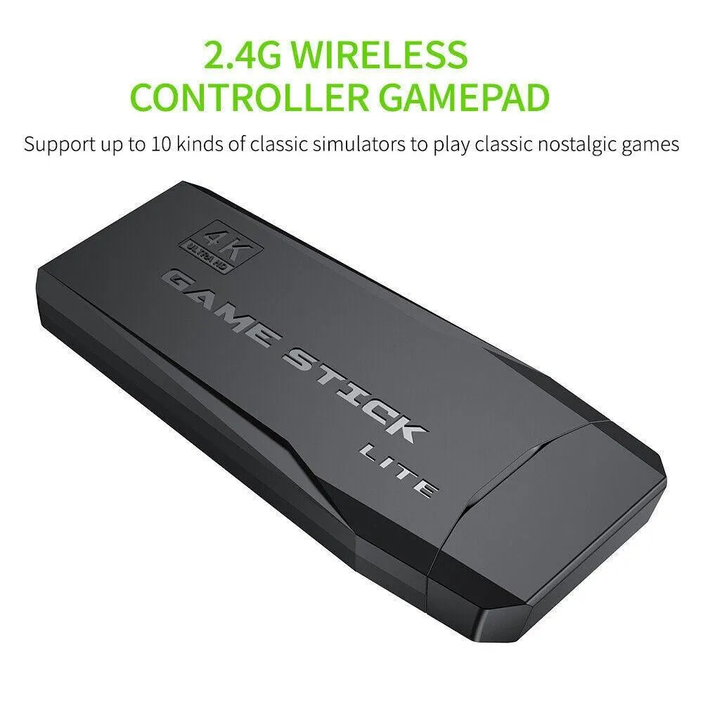 10000  4K HDMI TV Video Game Stick Retro Gaming Console w/ 2 Wireless Controller