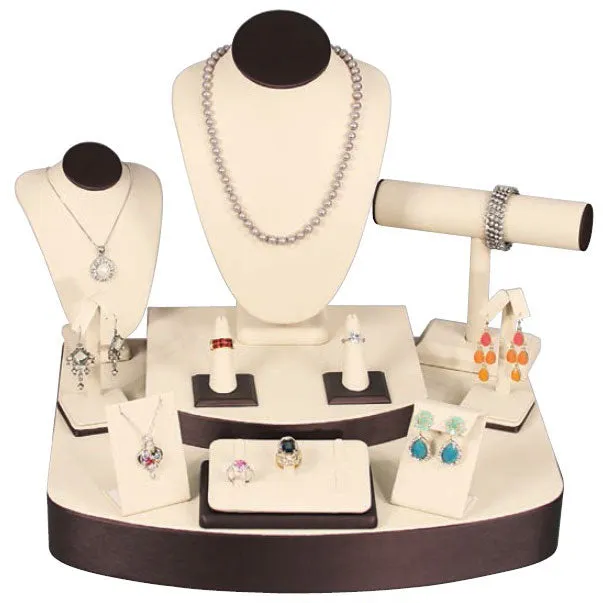 12-Piece Combination Jewelry Display Set in Sandstone & Steel Brown