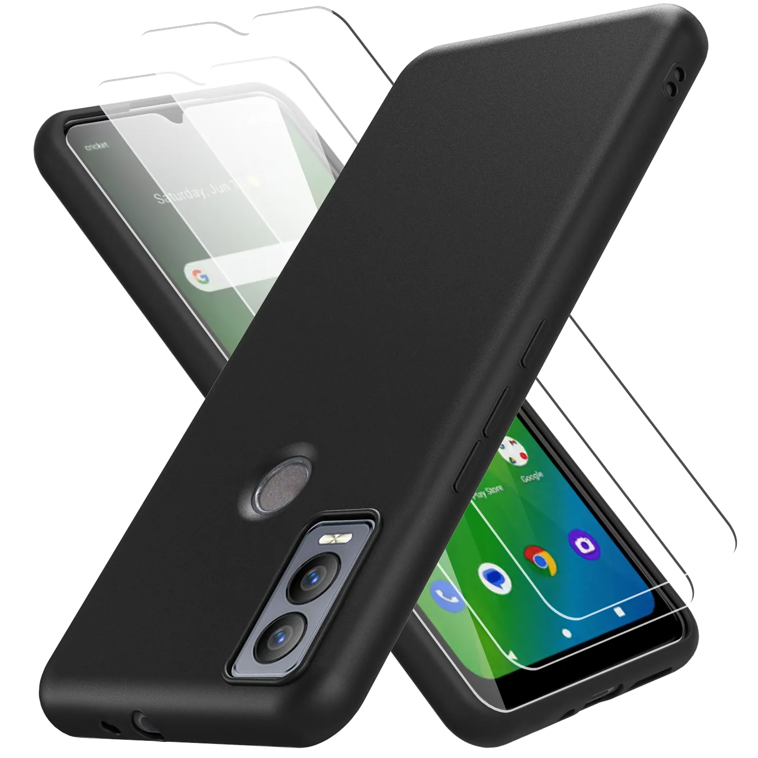 2 Screen Protectors   Case for Cricket Magic 5G (U6080AC) - Matte Black