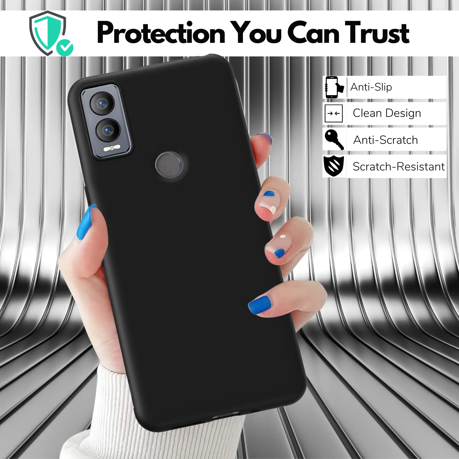2 Screen Protectors   Case for Cricket Magic 5G (U6080AC) - Matte Black