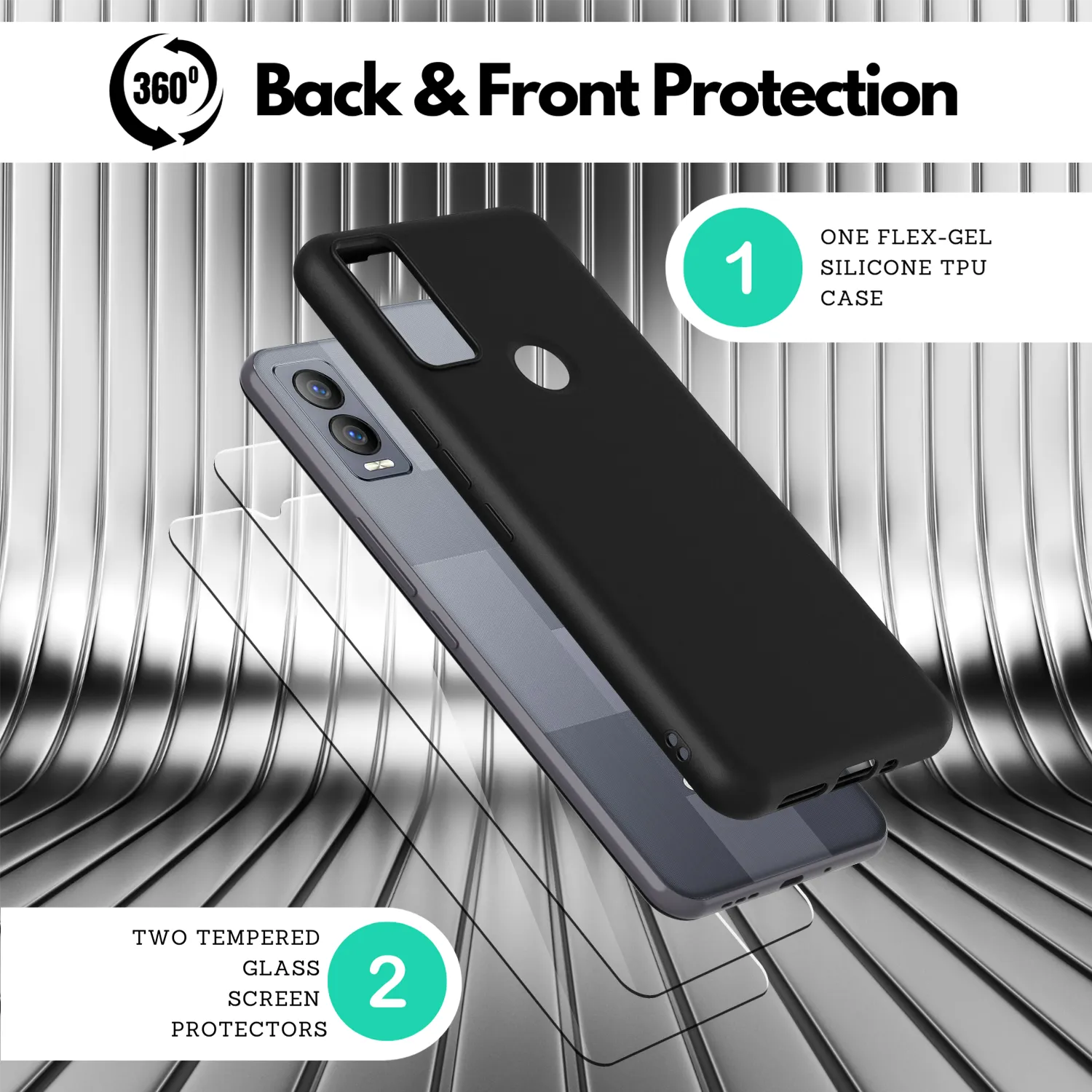 2 Screen Protectors   Case for Cricket Magic 5G (U6080AC) - Matte Black