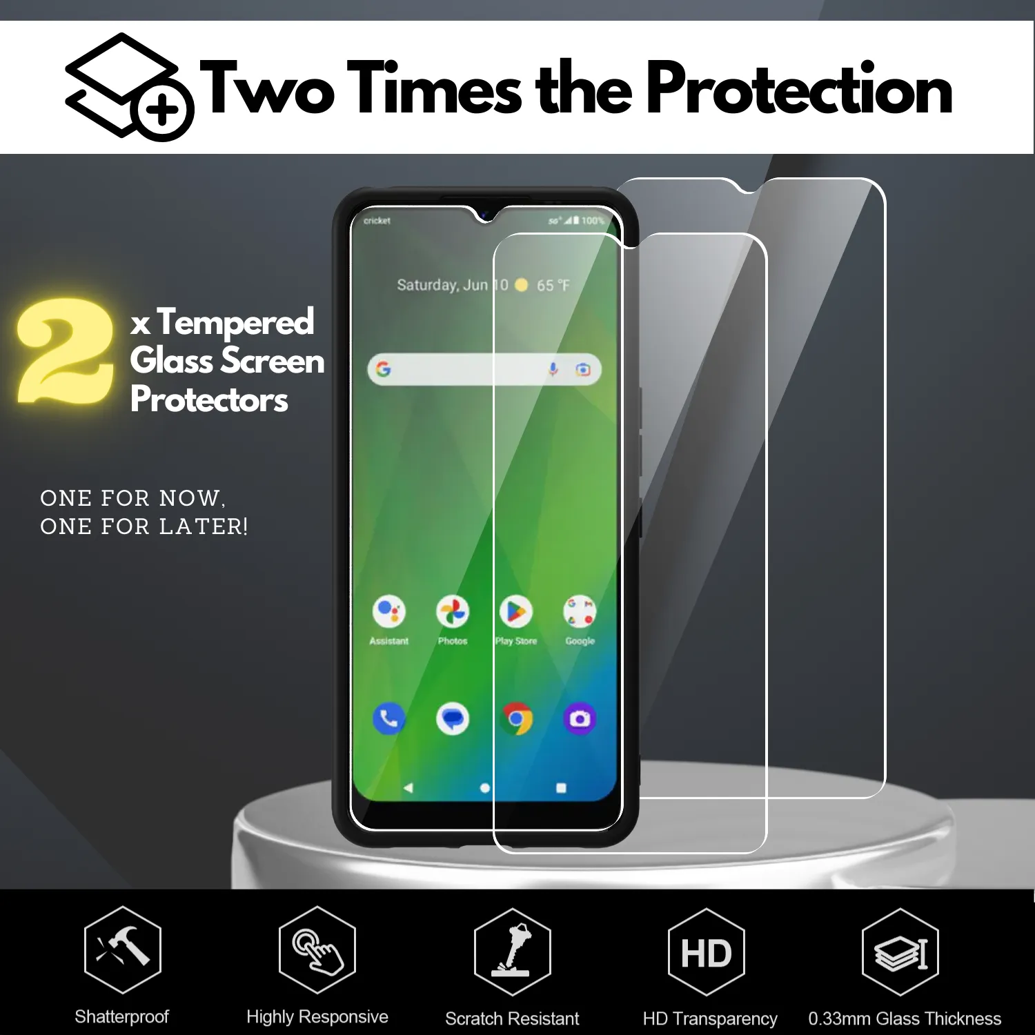 2 Screen Protectors   Case for Cricket Magic 5G (U6080AC) - Matte Black