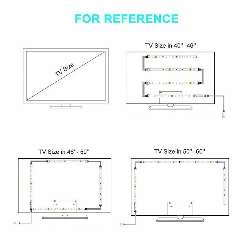2*50cm 2*100cm USB LED Strip Light TV Backlight 5050 RGB Color Changing Lamp 24Keys/44Keys Remote Control