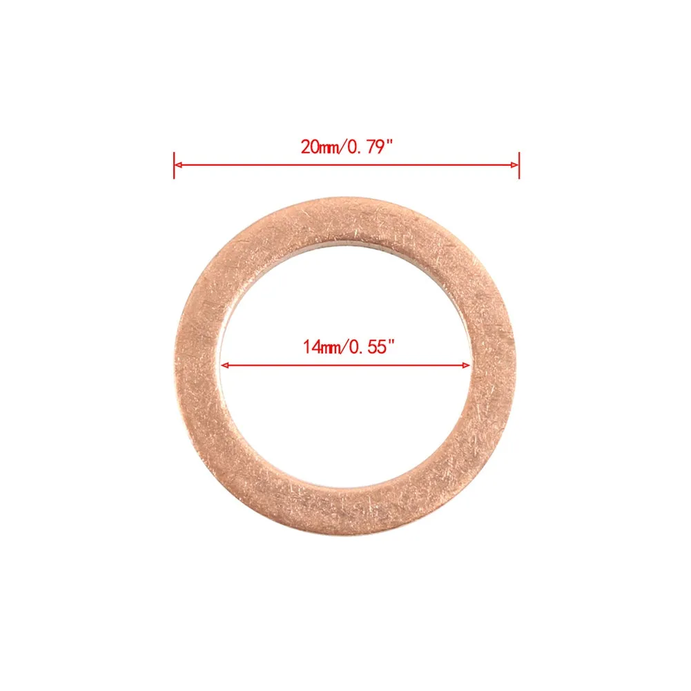 25Pcs 14mm Cooper Oil Drain Plug Gasket 007603-014106 Replacement