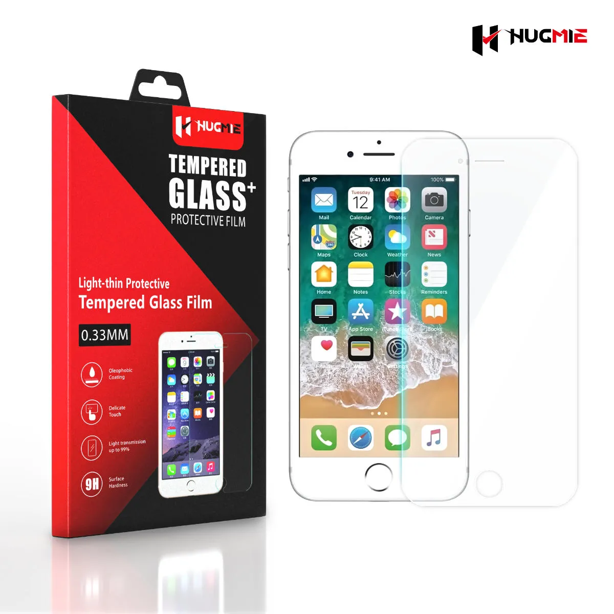 2x Hugmie® iPhone 6/7/8 Plus Tempered Glass Screen Protector