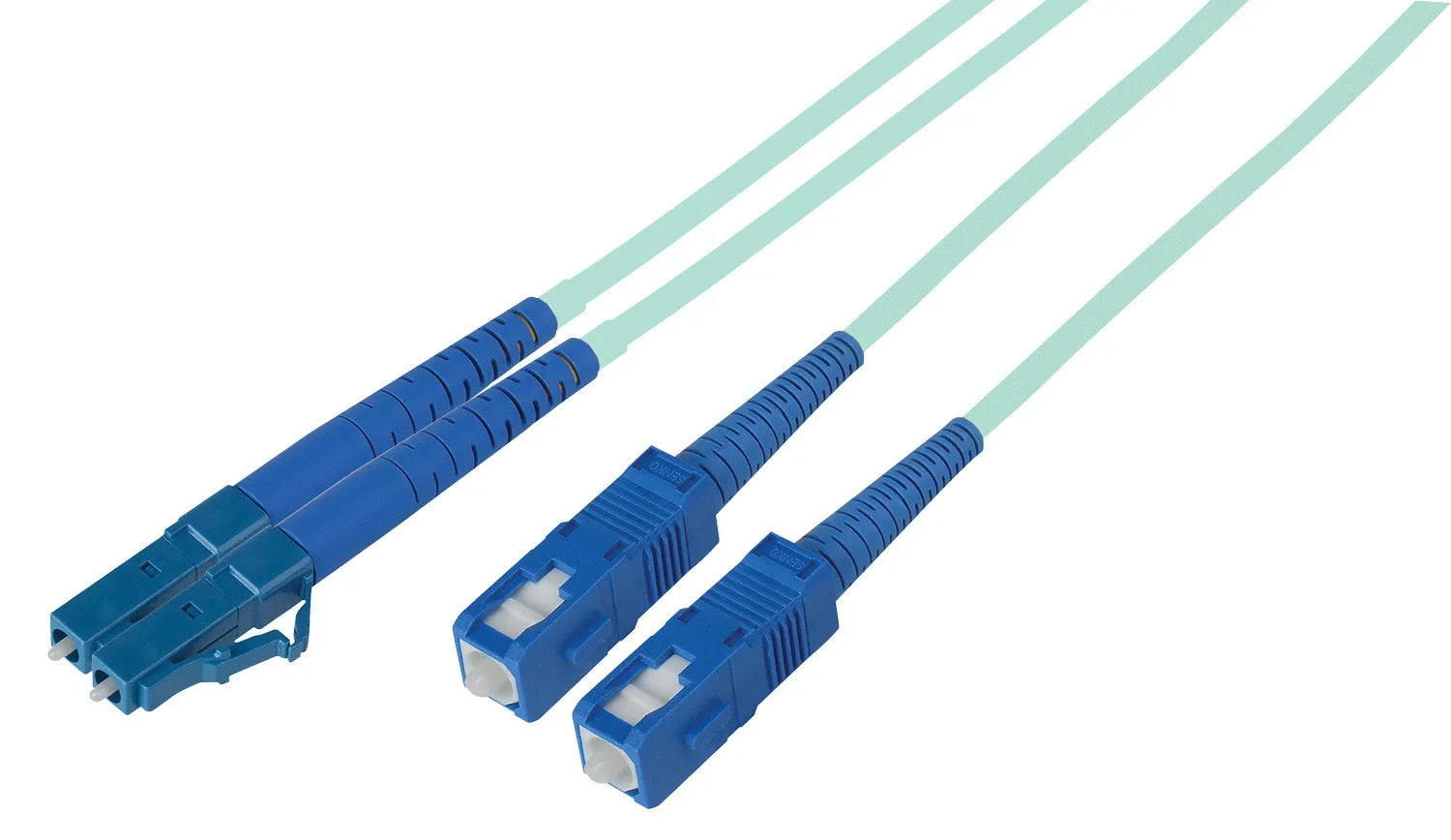 3-Meter 50/125 Fiber Optic Patch Cable Multimode Duplex LC to SC - 10-Gig Aqua