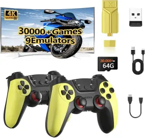 30000  Retro Gaming Console, Wireless Retro Game Stick, ,Revisit Classic Retro Play Plug and Play Video Game Stick,HD HDMI TV Game Stick,Premium Competitive Dual Controllers Yellow