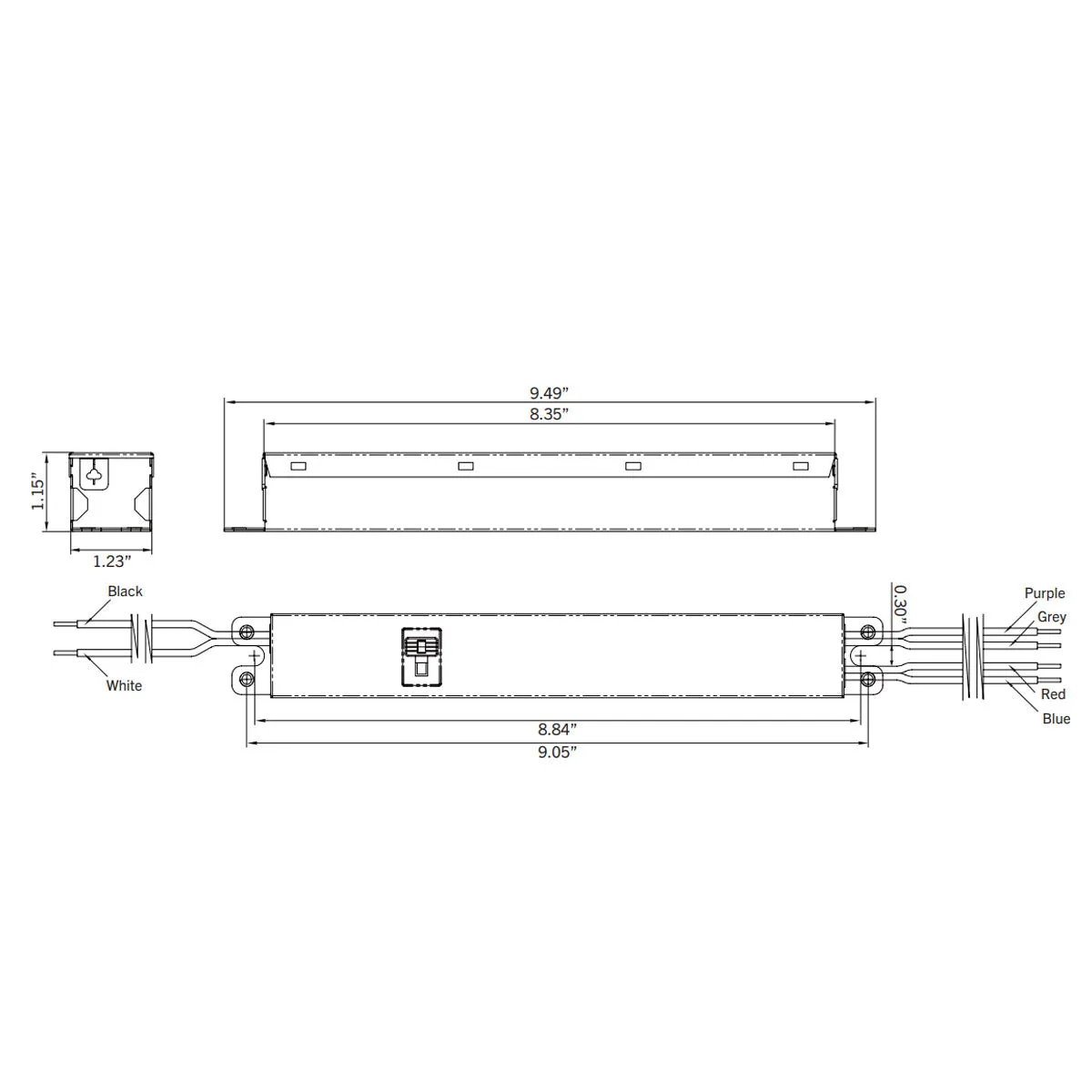 35 Watts LED Driver, Selectable Current 700-850mA, 0-10V Dimming, 120-277V