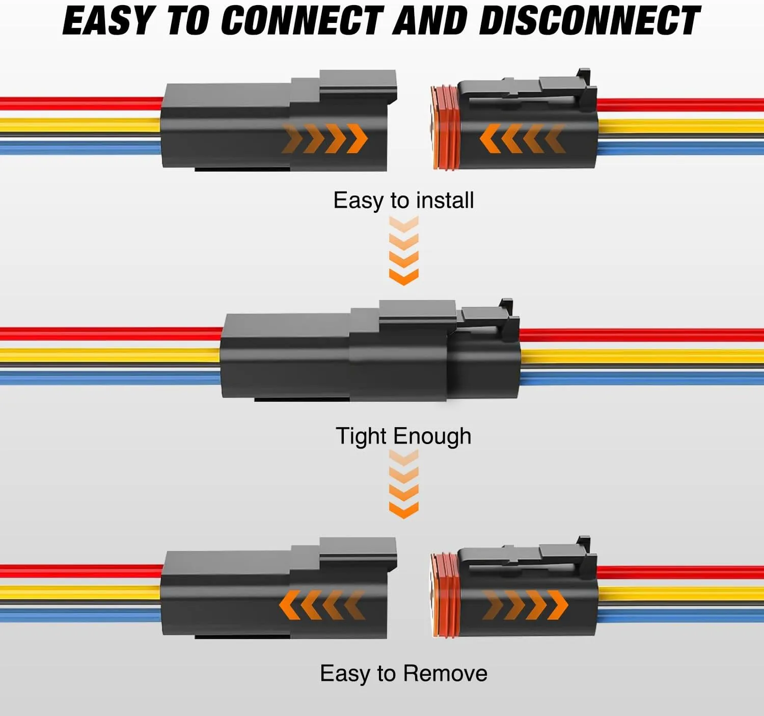 4 Pin DT Connectors 16AWG 6 Kits Male and Female Electrical Connector Waterproof Plug and Play w/Heat Shrink Butt Terminals