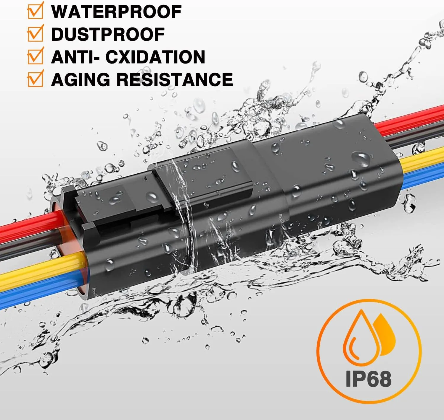 4 Pin DT Connectors 16AWG 6 Kits Male and Female Electrical Connector Waterproof Plug and Play w/Heat Shrink Butt Terminals