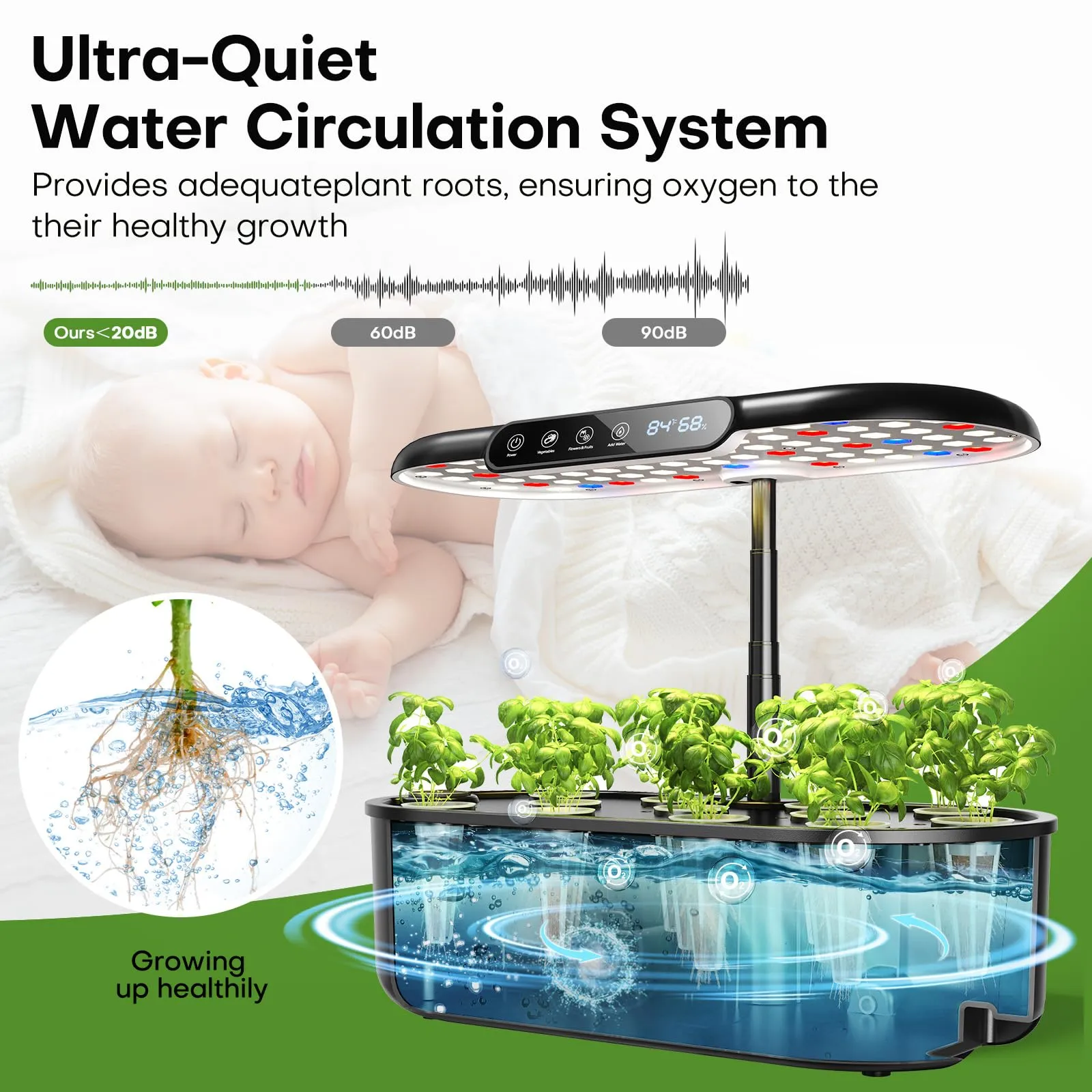 Ahopegarden Hydroponics Growing System kit Indoor Garden, 12 Pods Plant herb Garden with LCD Environmental Detection Germination Vegetable LED Growth Lamp, Hydroponics Grower Healthy Fresh Vegetables