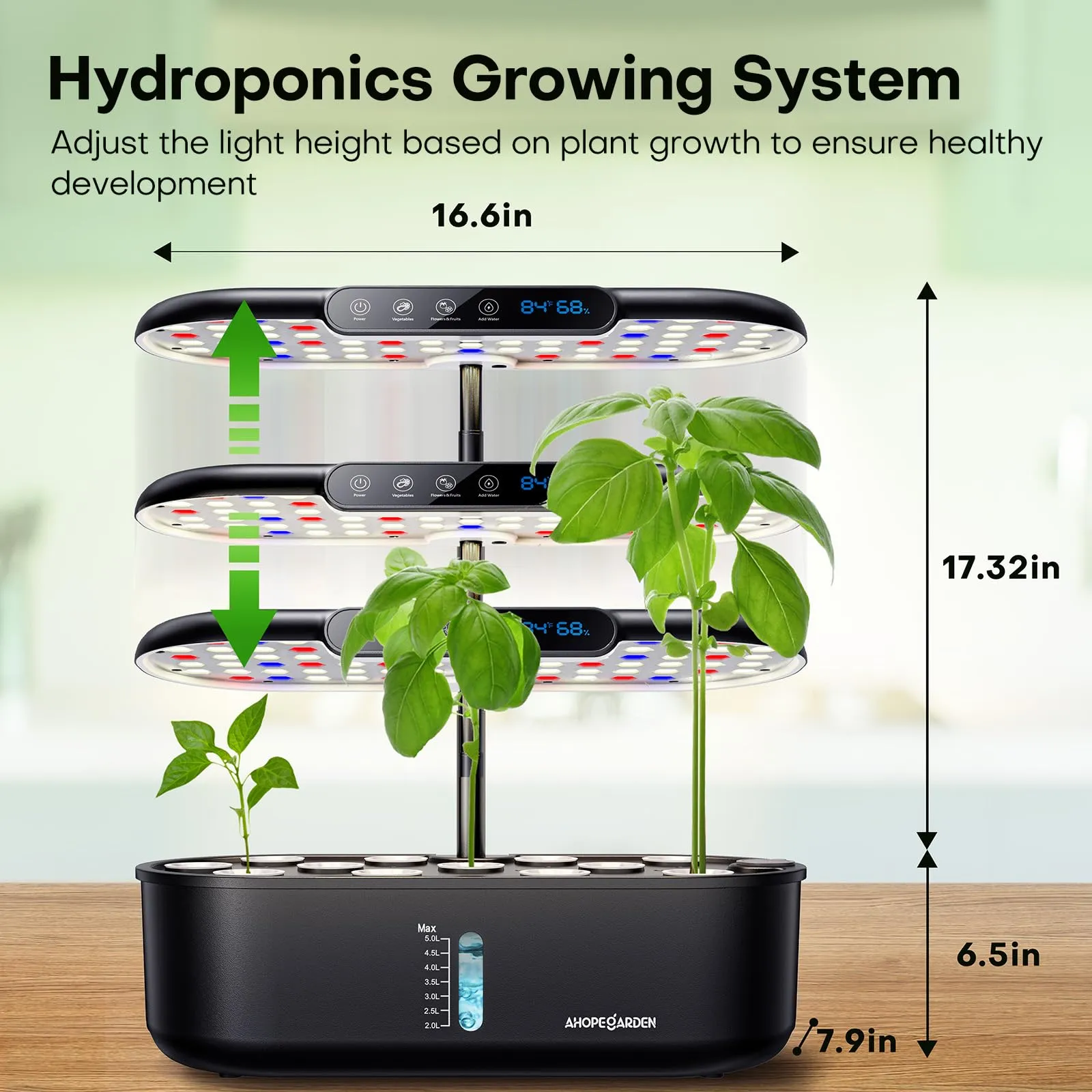 Ahopegarden Hydroponics Growing System kit Indoor Garden, 12 Pods Plant herb Garden with LCD Environmental Detection Germination Vegetable LED Growth Lamp, Hydroponics Grower Healthy Fresh Vegetables
