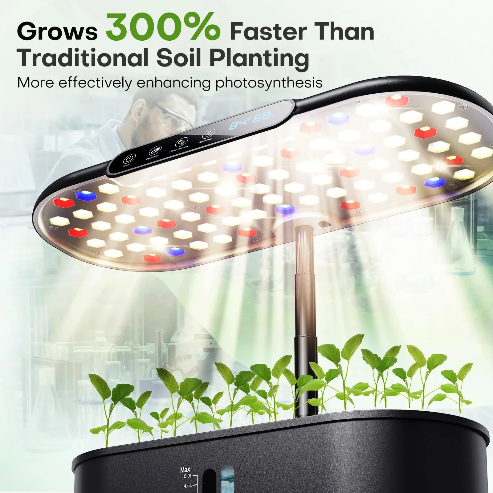 Ahopegarden Hydroponics Growing System kit Indoor Garden, 12 Pods Plant herb Garden with LCD Environmental Detection Germination Vegetable LED Growth Lamp, Hydroponics Grower Healthy Fresh Vegetables