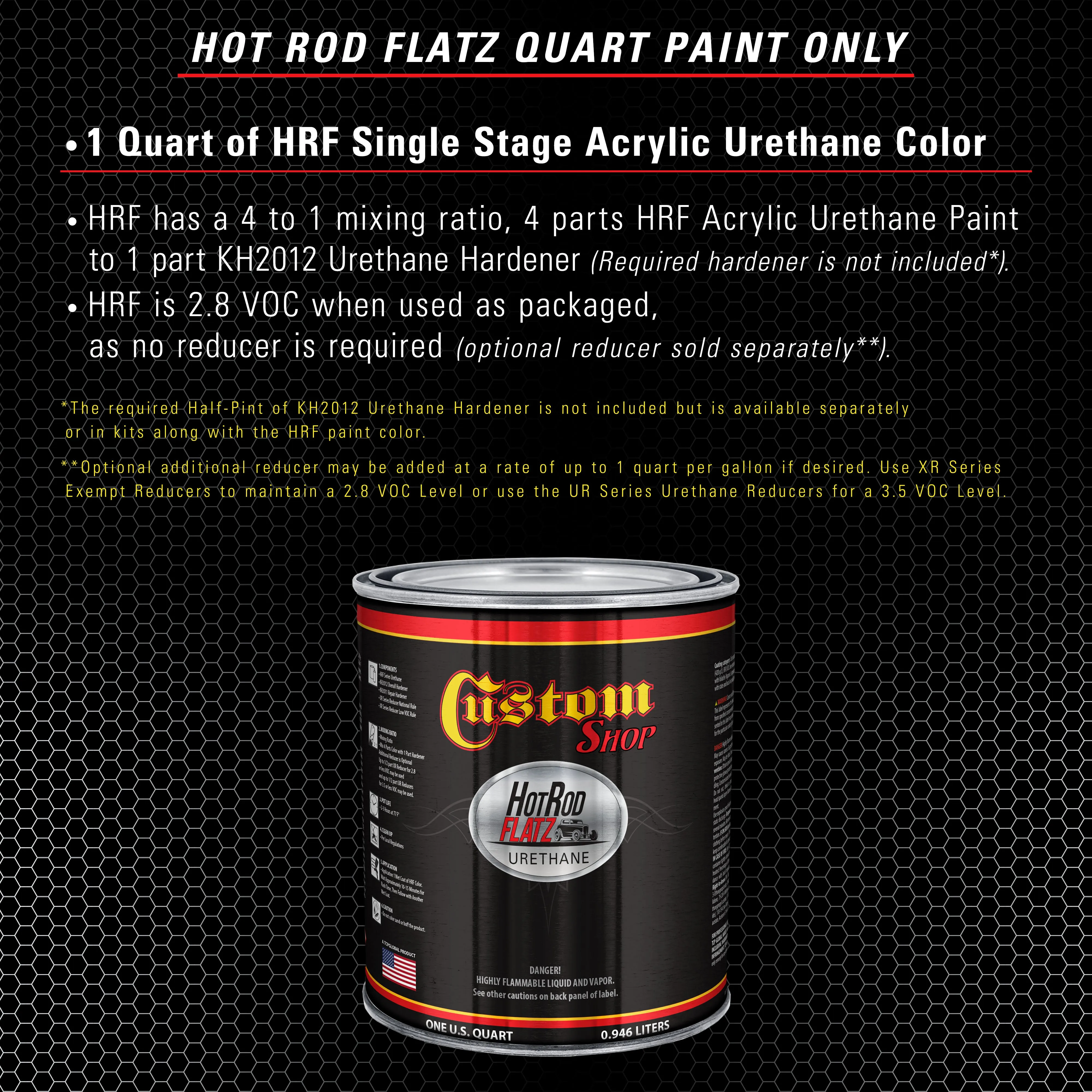 Alpine White - Hot Rod Flatz Flat Matte Satin Urethane Auto Paint - Paint Quart Only - Professional Low Sheen Automotive, Car Truck Coating, 4:1 Mix Ratio