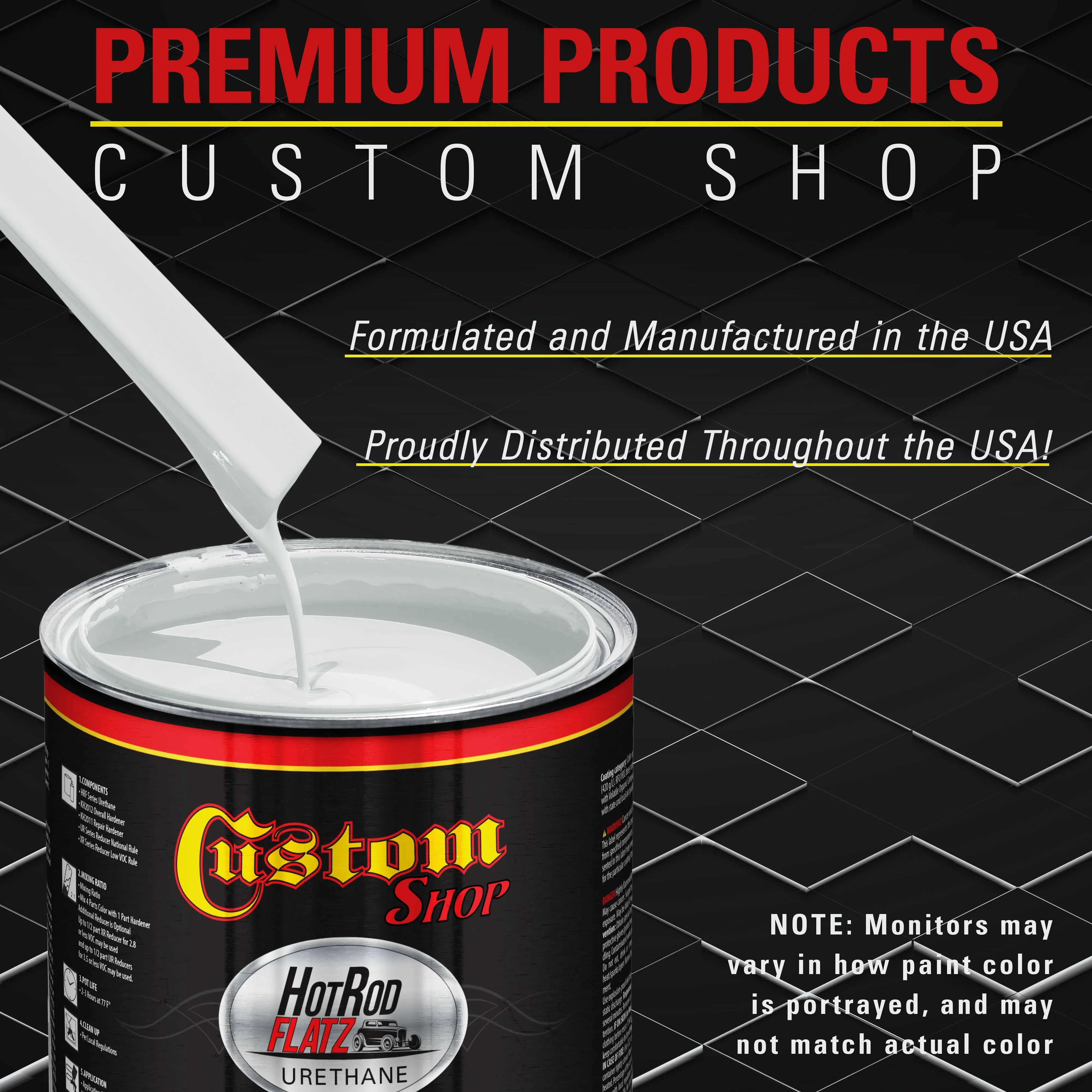 Alpine White - Hot Rod Flatz Flat Matte Satin Urethane Auto Paint - Paint Quart Only - Professional Low Sheen Automotive, Car Truck Coating, 4:1 Mix Ratio