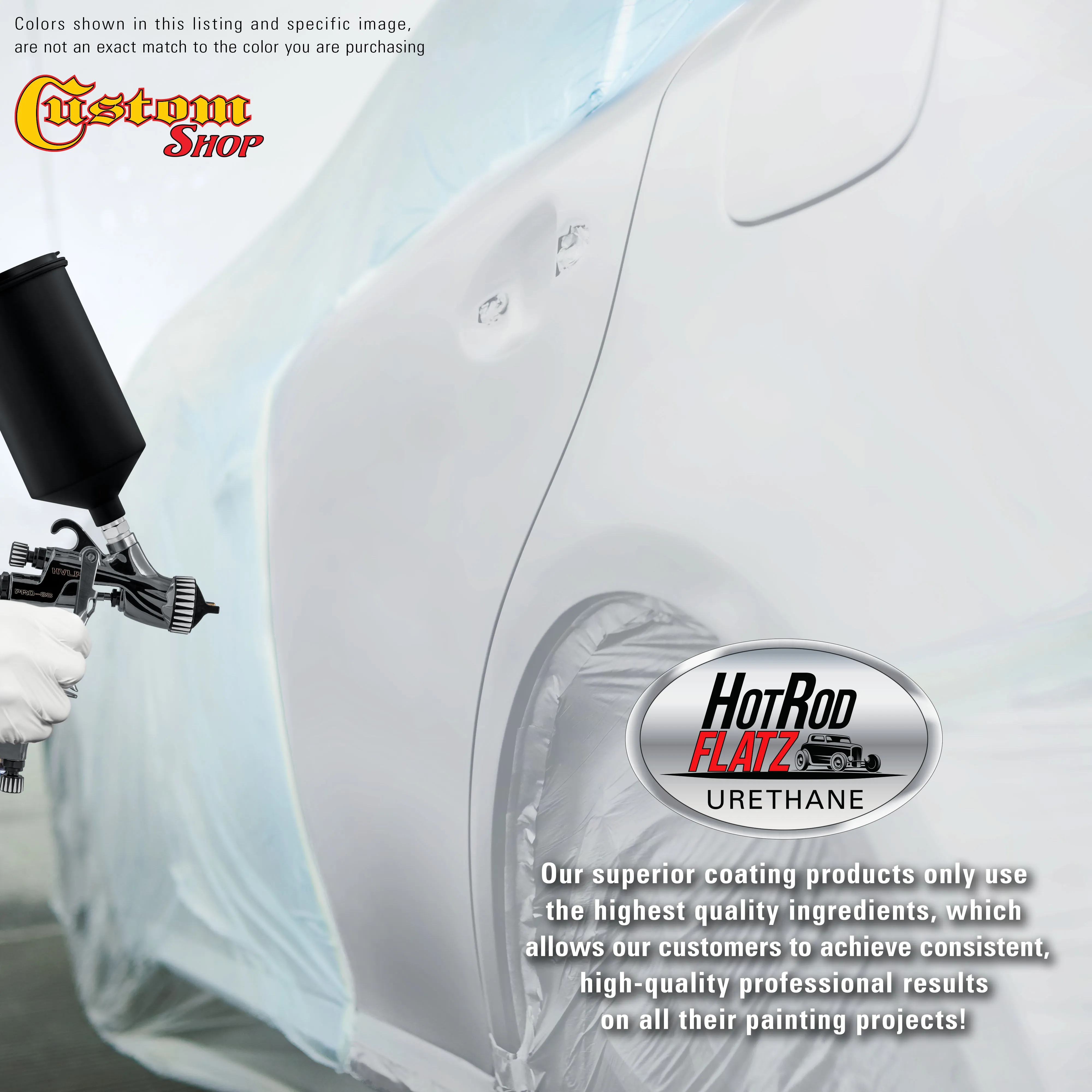 Alpine White - Hot Rod Flatz Flat Matte Satin Urethane Auto Paint - Paint Quart Only - Professional Low Sheen Automotive, Car Truck Coating, 4:1 Mix Ratio