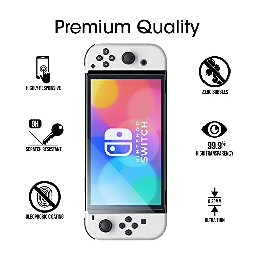amFilm Tempered Glass Screen Protector Compatible with Nintendo Switch OLED - (NSW) Nintendo Switch