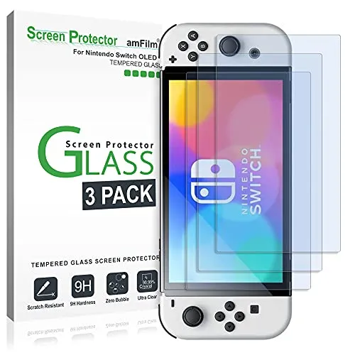 amFilm Tempered Glass Screen Protector Compatible with Nintendo Switch OLED - (NSW) Nintendo Switch