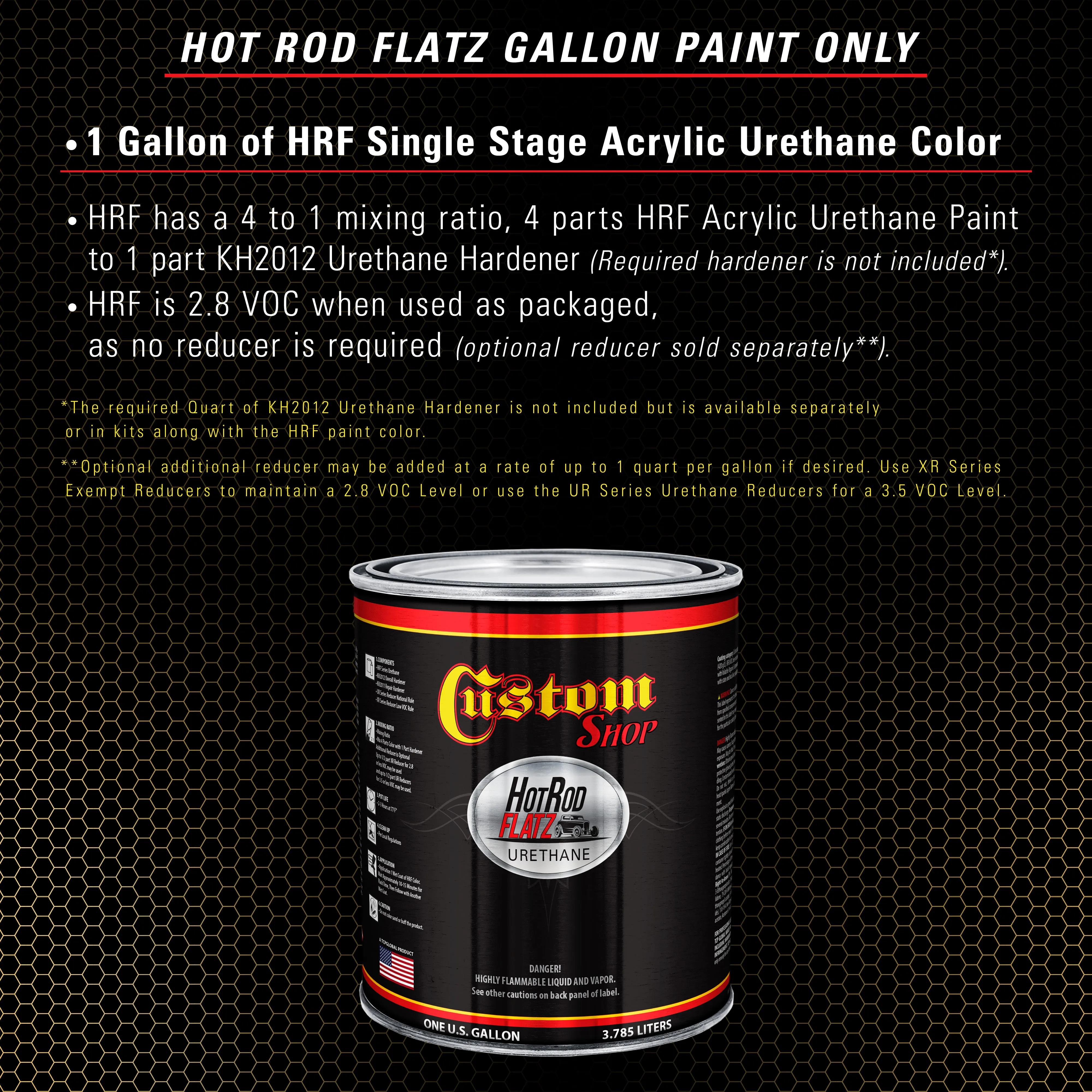 Anniversary Gold Metallic - Hot Rod Flatz Flat Matte Satin Urethane Auto Paint - Paint Gallon Only - Professional Low Sheen Automotive, Car Truck Coating, 4:1 Mix Ratio