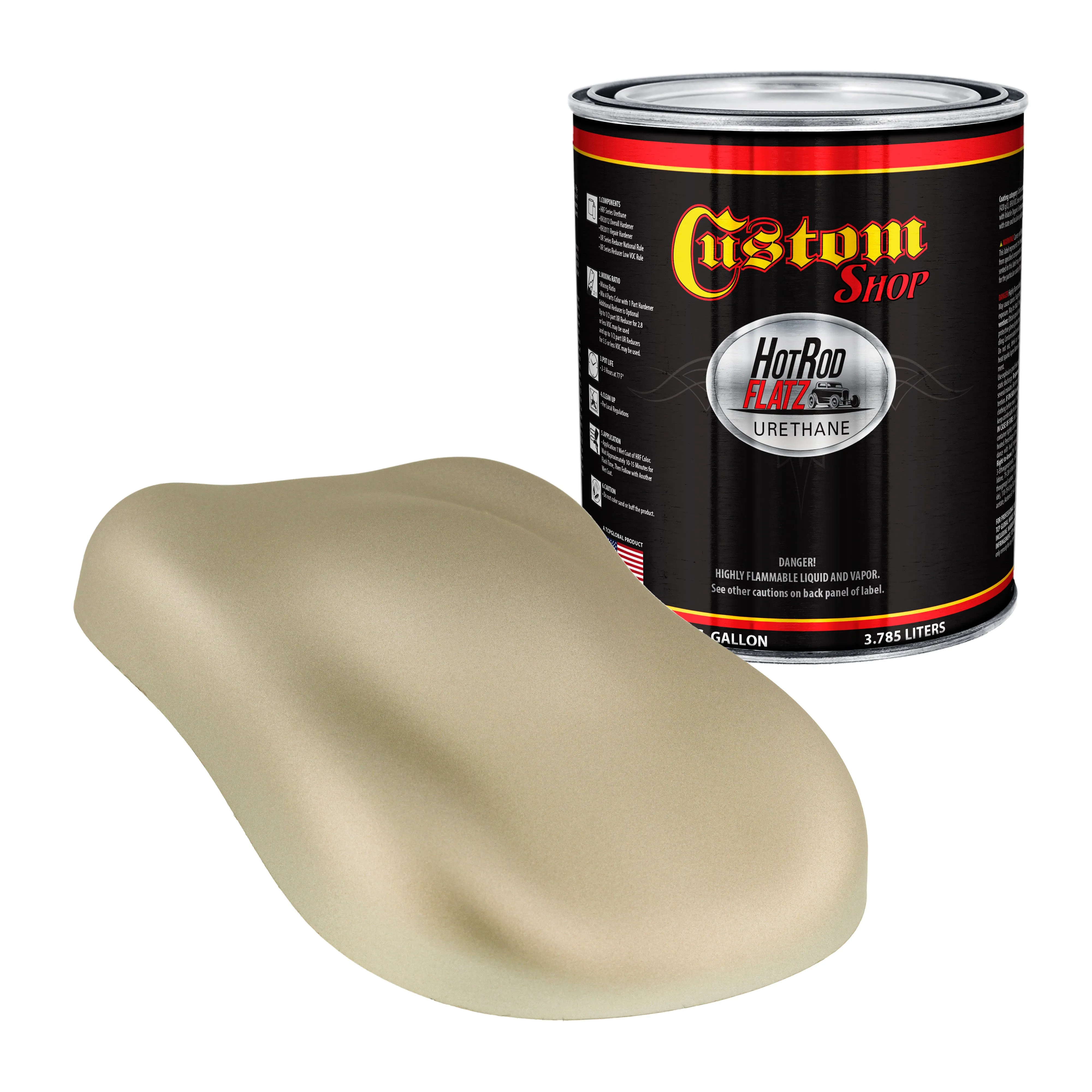 Antique Bronze Metallic - Hot Rod Flatz Flat Matte Satin Urethane Auto Paint - Paint Gallon Only - Professional Low Sheen Automotive, Car Truck Coating, 4:1 Mix Ratio