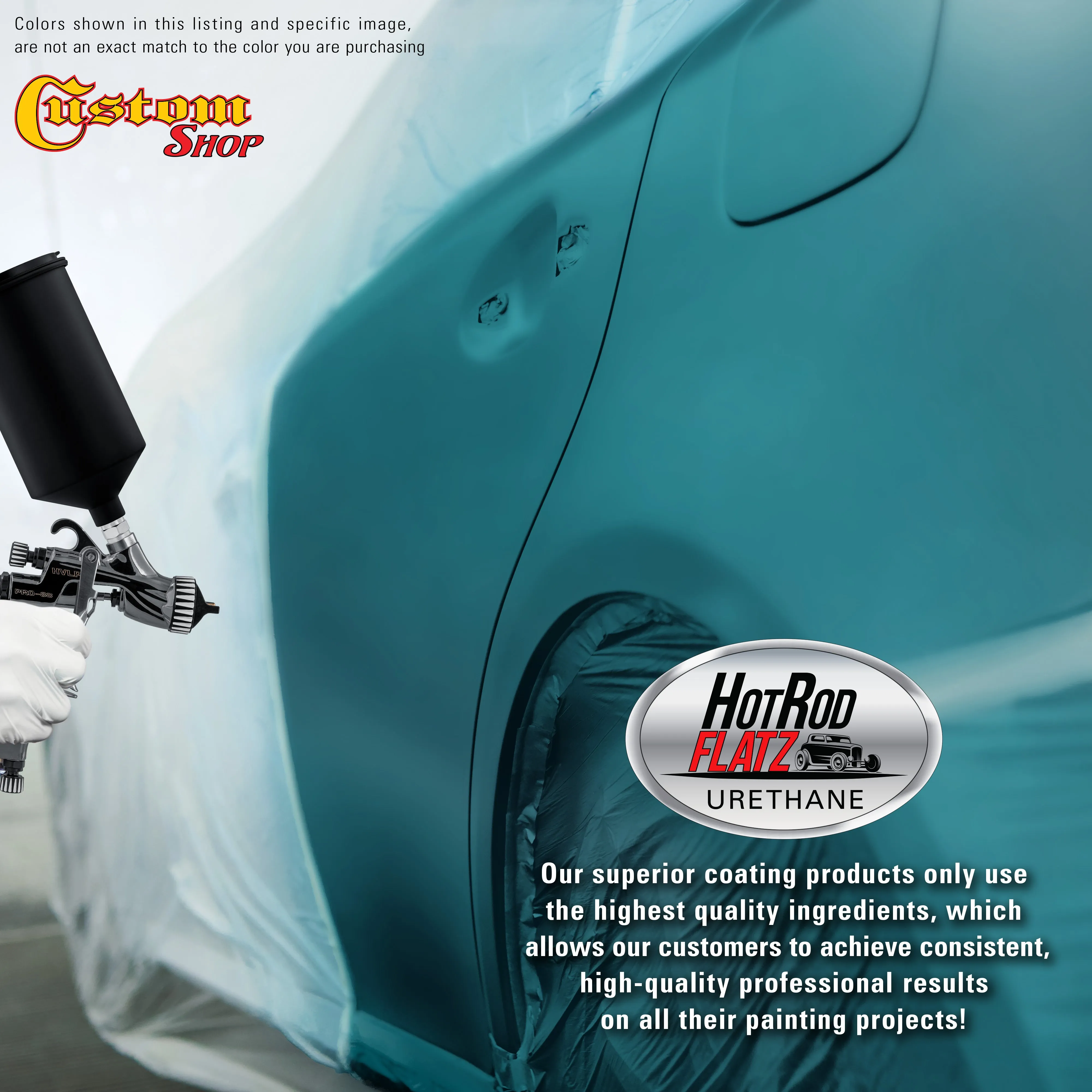 Aquamarine Firemist - Hot Rod Flatz Flat Matte Satin Urethane Auto Paint - Paint Gallon Only - Professional Low Sheen Automotive, Car Truck Coating, 4:1 Mix Ratio