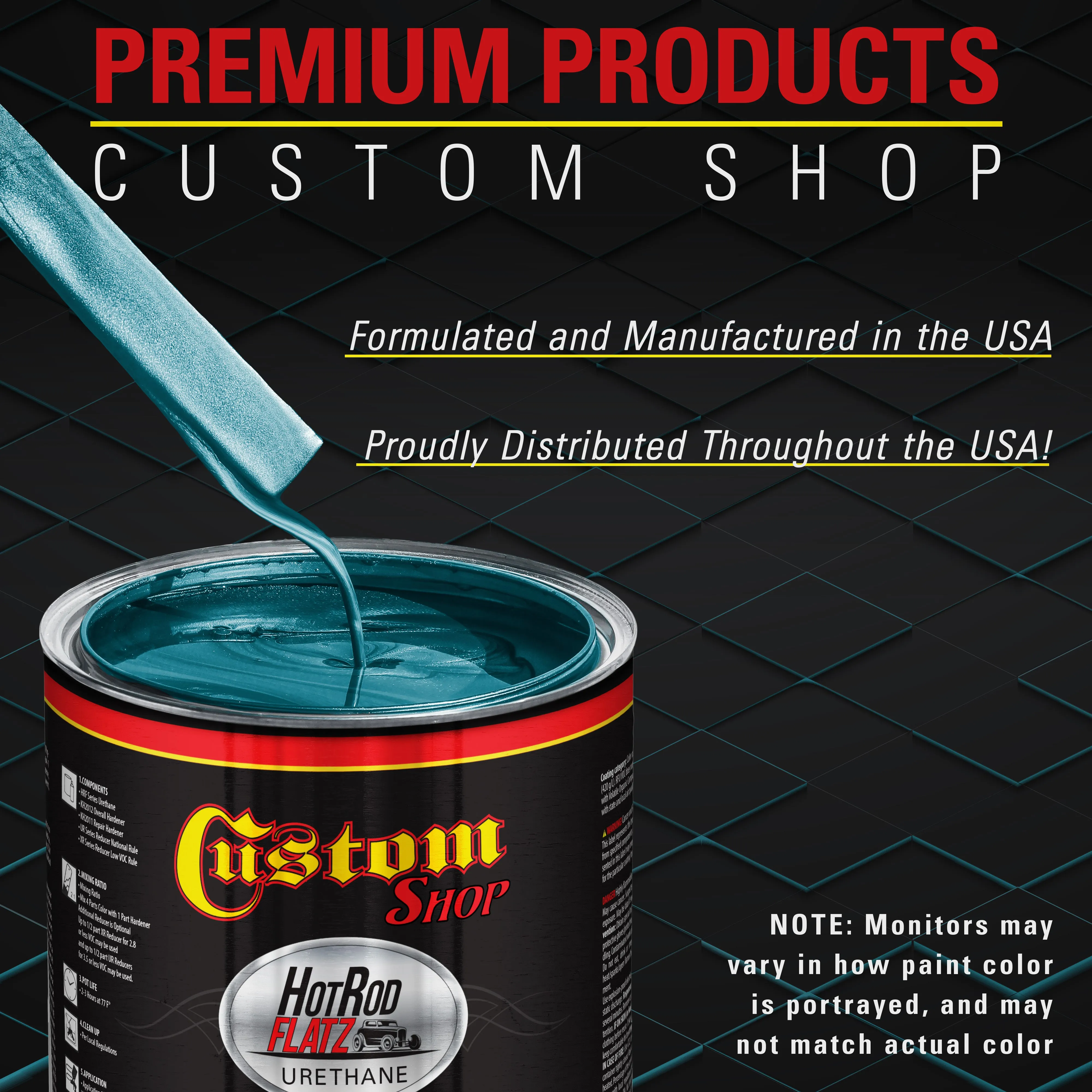 Aquamarine Firemist - Hot Rod Flatz Flat Matte Satin Urethane Auto Paint - Paint Gallon Only - Professional Low Sheen Automotive, Car Truck Coating, 4:1 Mix Ratio