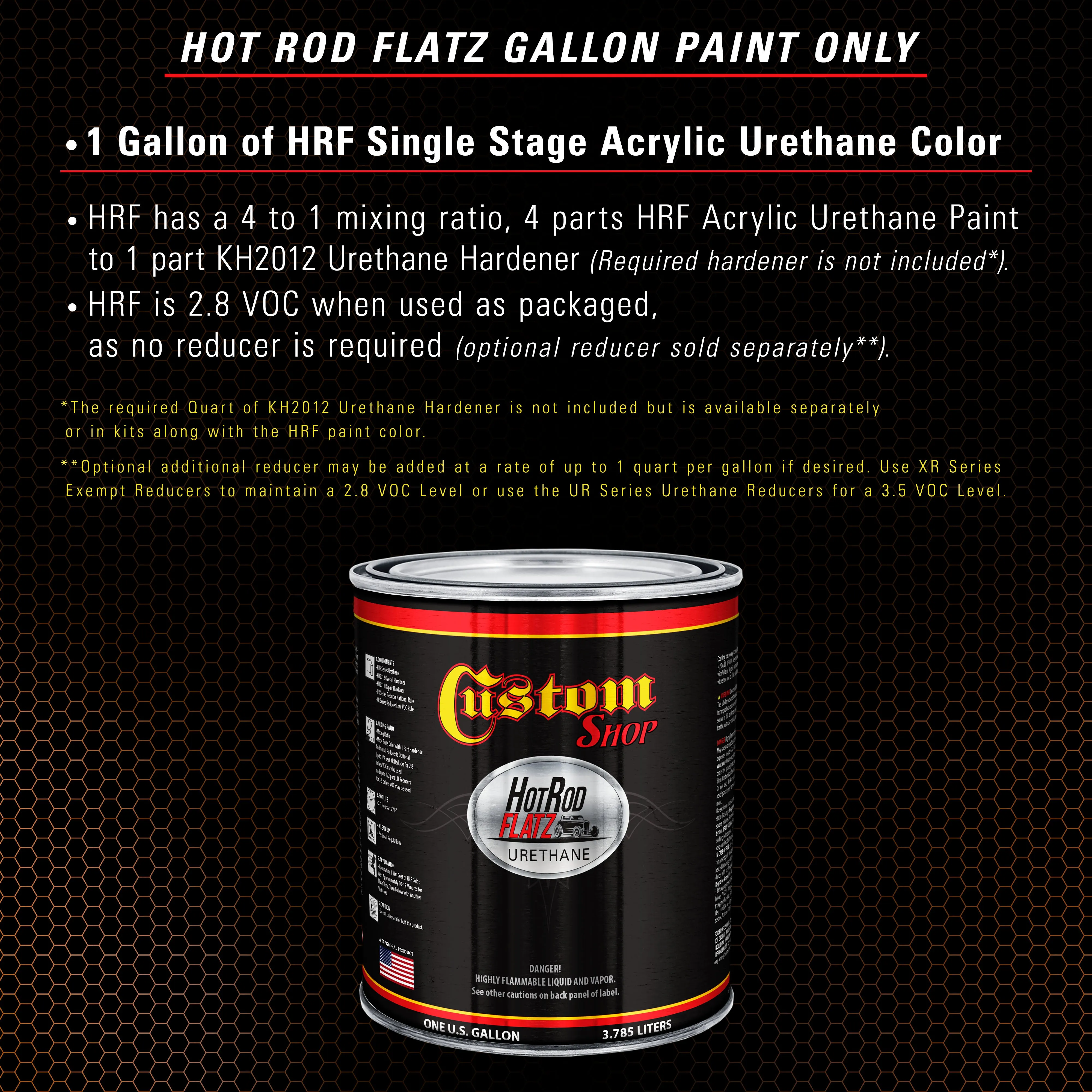Atomic Orange Pearl - Hot Rod Flatz Flat Matte Satin Urethane Auto Paint - Paint Gallon Only - Professional Low Sheen Automotive, Car Truck Coating, 4:1 Mix Ratio