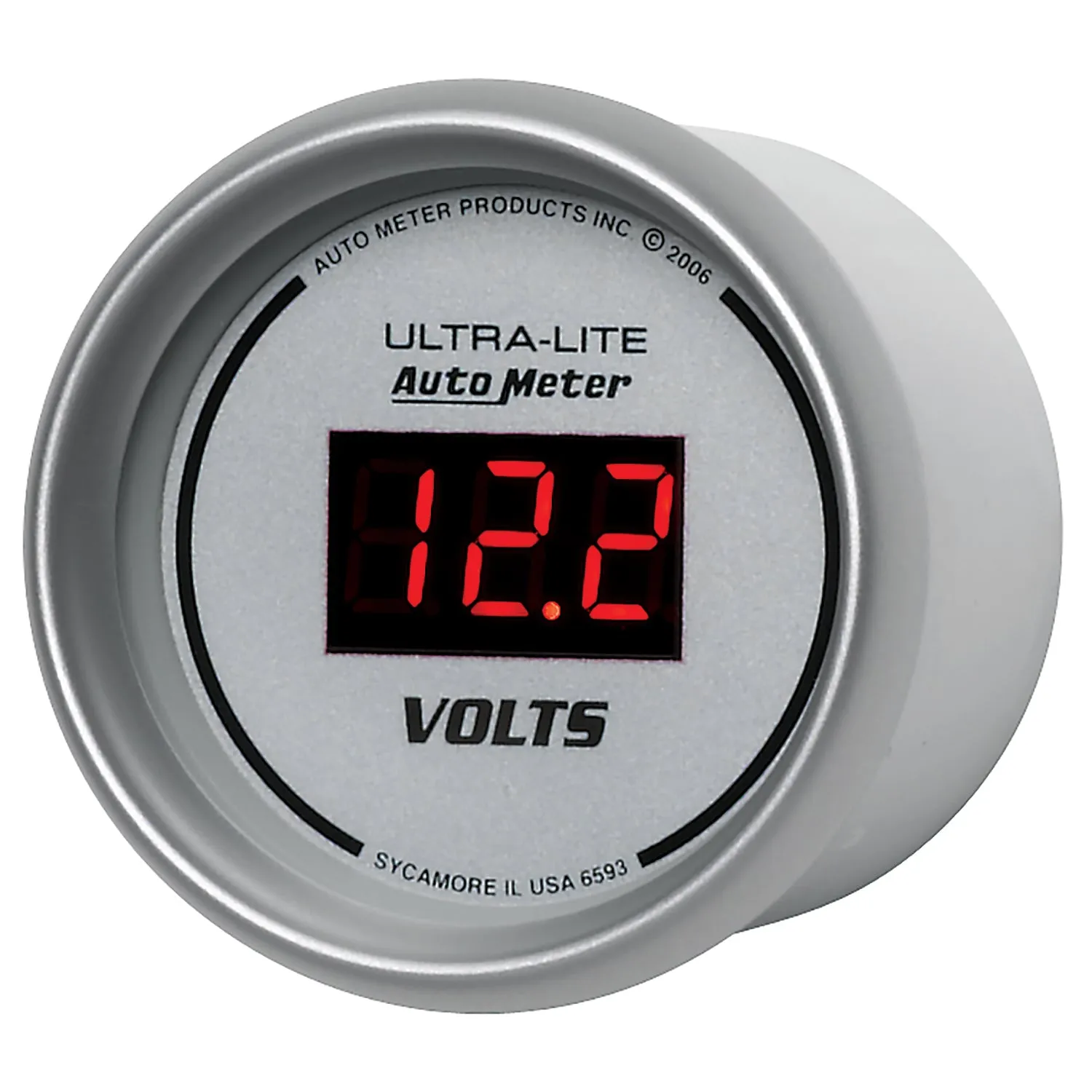 AutoMeter 6593 GAUGE; VOLTMETER; 2 1/16in.; 18V; DIGITAL; SILVER DIAL W/RED LED