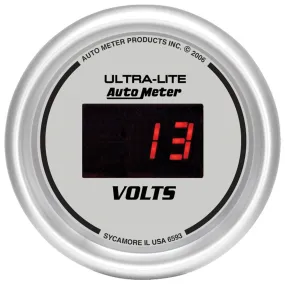 AutoMeter 6593 GAUGE; VOLTMETER; 2 1/16in.; 18V; DIGITAL; SILVER DIAL W/RED LED