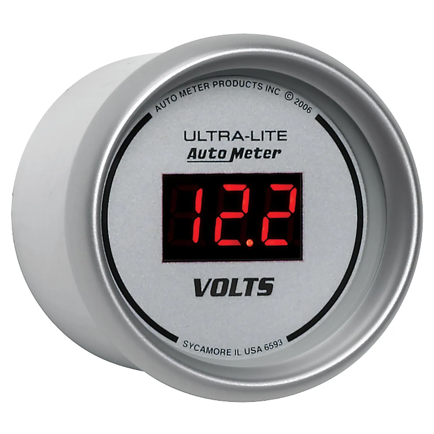 AutoMeter 6593 GAUGE; VOLTMETER; 2 1/16in.; 18V; DIGITAL; SILVER DIAL W/RED LED