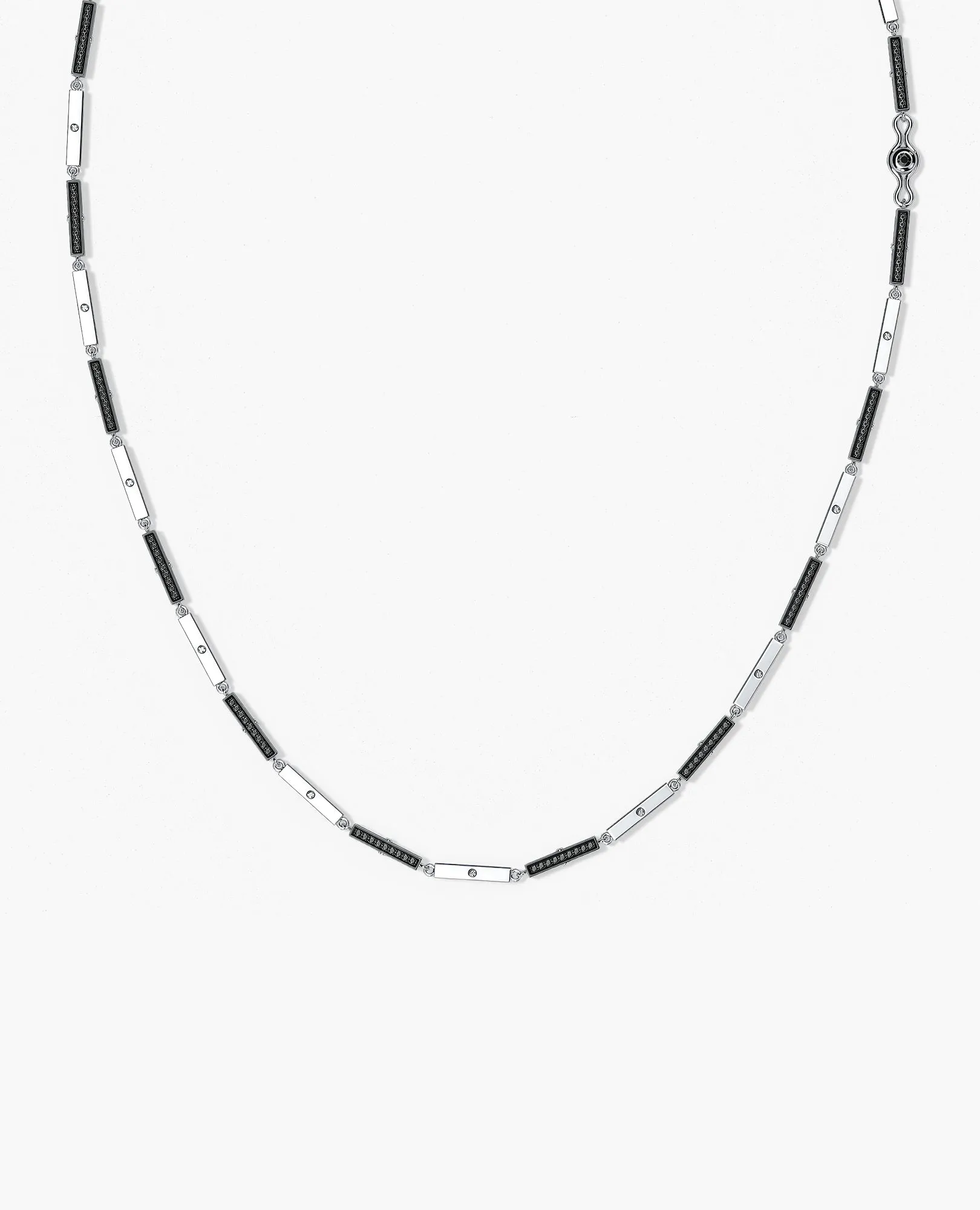BAR CHAIN Necklace with Black Diamonds