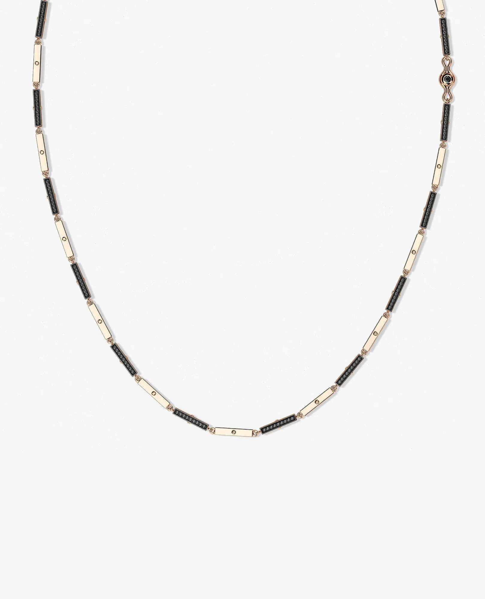 BAR CHAIN Necklace with Black Diamonds
