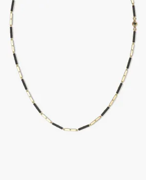 BAR CHAIN Necklace with Black Diamonds