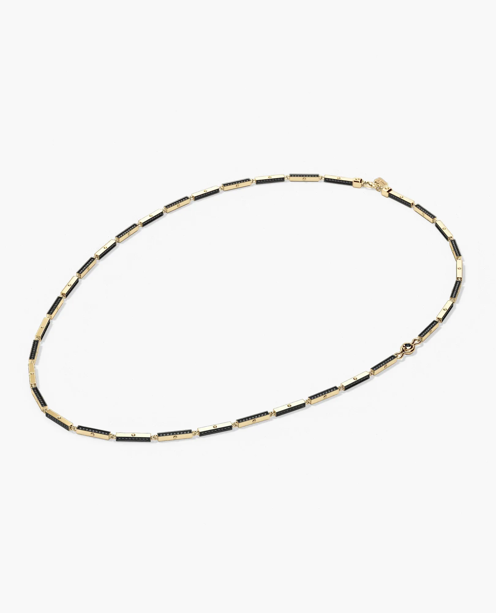 BAR CHAIN Necklace with Black Diamonds