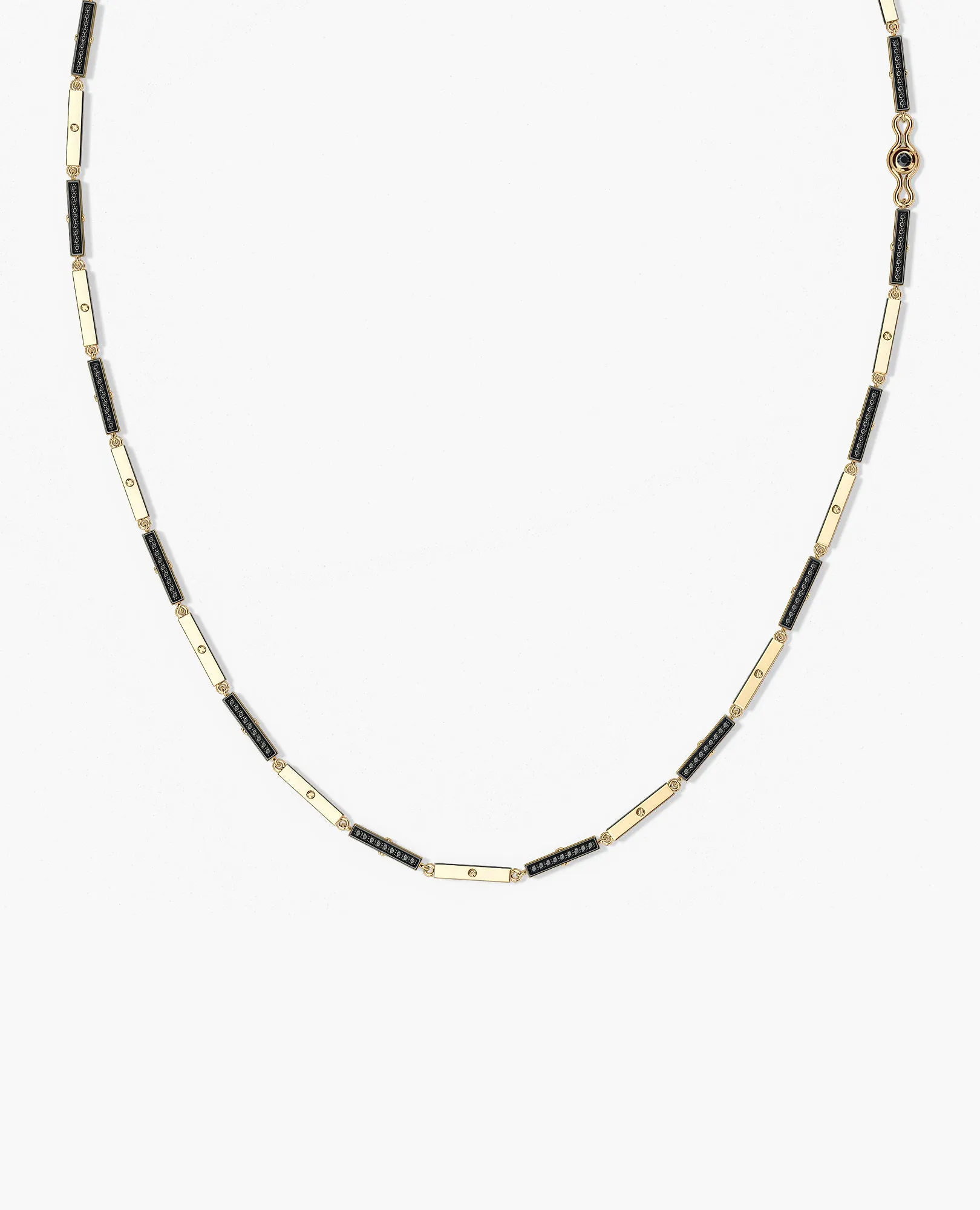 BAR CHAIN Necklace with Black Diamonds