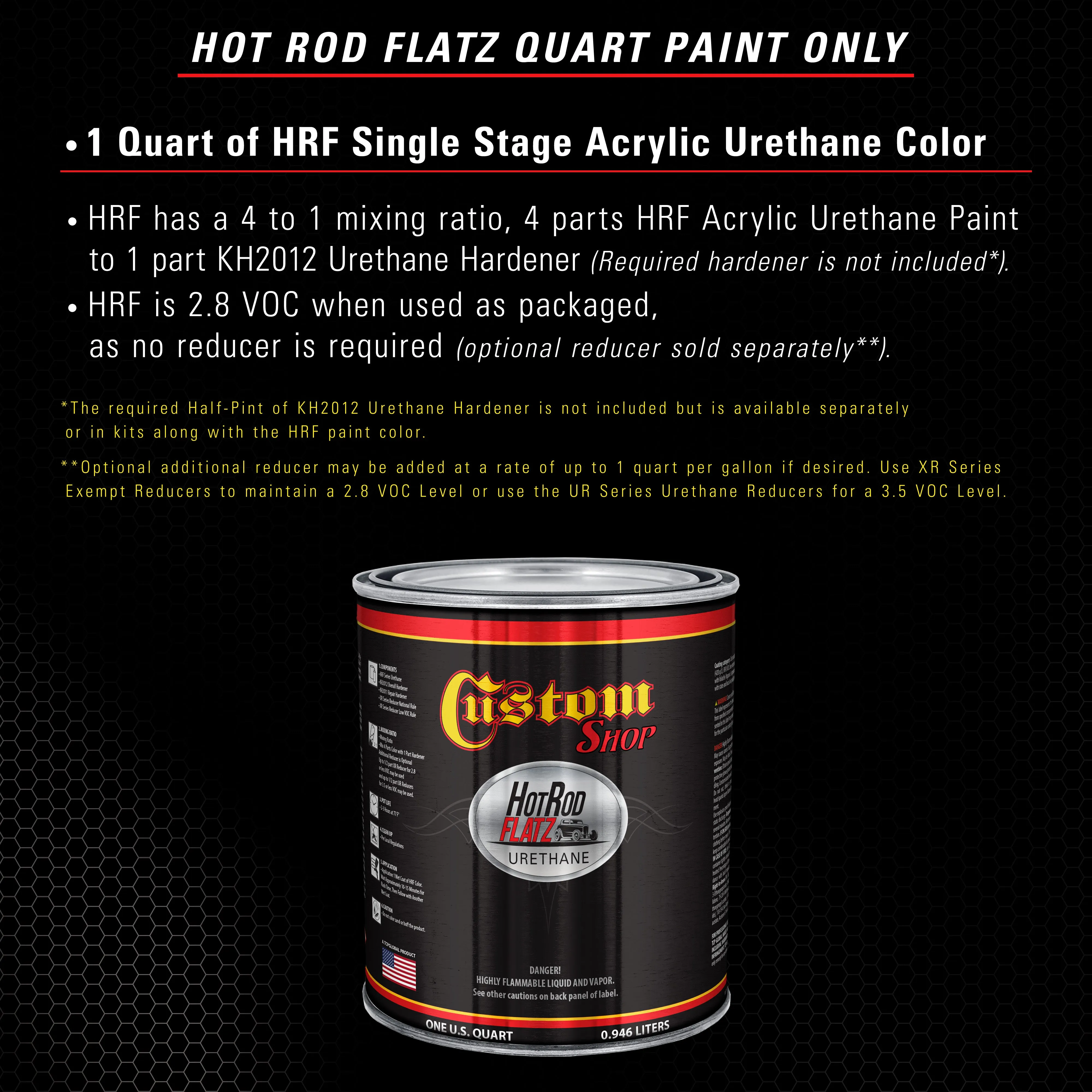 Black Chassis (Satin) - Hot Rod Flatz Flat Matte Satin Urethane Auto Paint - Paint Quart Only - Professional Low Sheen Automotive, Car Truck Coating, 4:1 Mix Ratio