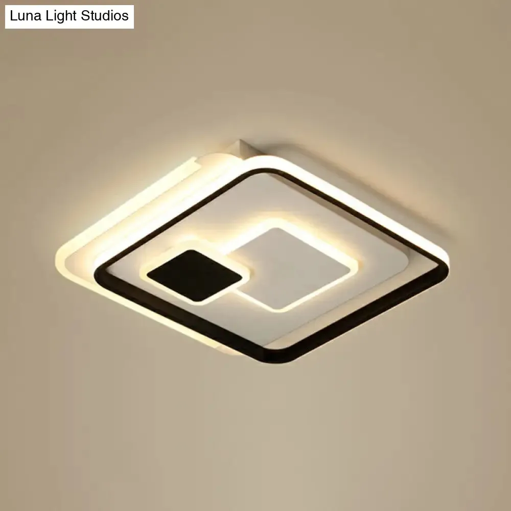 Black Ultrathin LED Flushmount Ceiling Light for Minimalist Bedroom Lighting