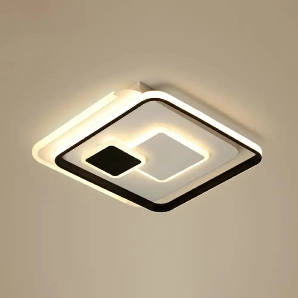 Black Ultrathin LED Flushmount Ceiling Light for Minimalist Bedroom Lighting