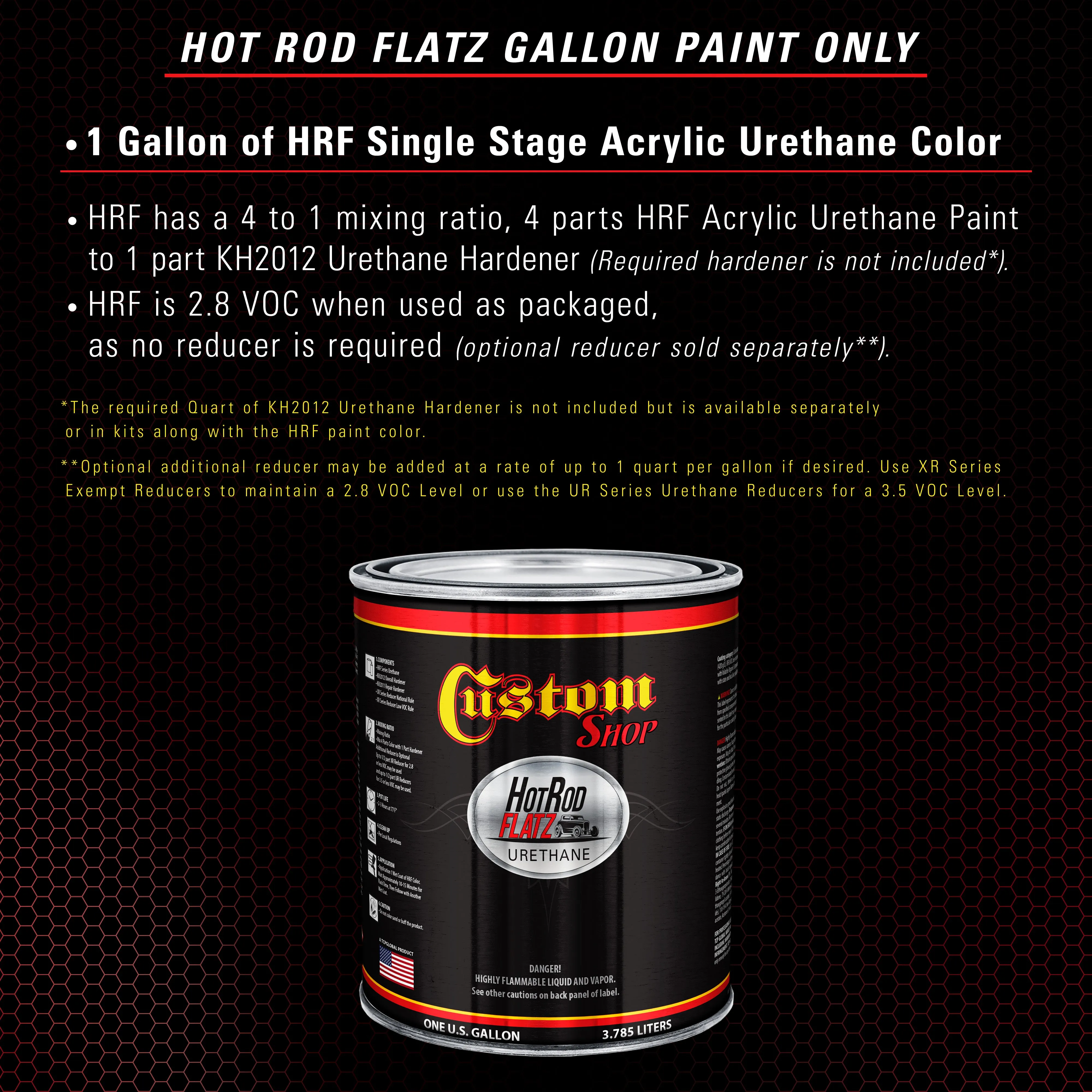 Blood Red - Hot Rod Flatz Flat Matte Satin Urethane Auto Paint - Paint Gallon Only - Professional Low Sheen Automotive, Car Truck Coating, 4:1 Mix Ratio