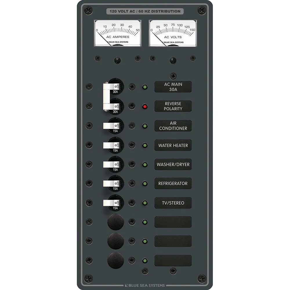 Blue Sea 8074 AC Main  8 Positions Toggle Circuit Breaker Panel - White Switches [8074]
