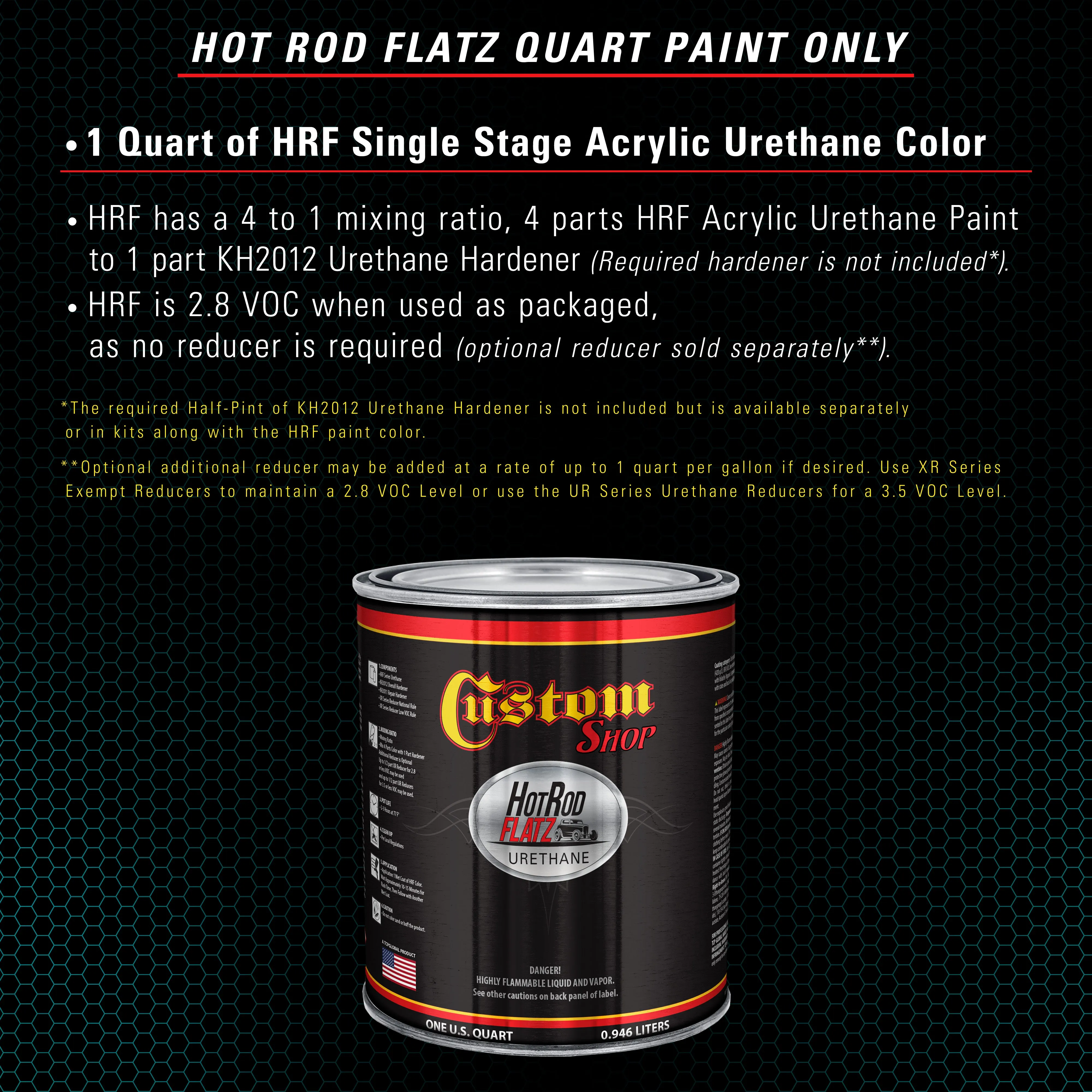 Bright Racing Aqua - Hot Rod Flatz Flat Matte Satin Urethane Auto Paint - Paint Quart Only - Professional Low Sheen Automotive, Car Truck Coating, 4:1 Mix Ratio