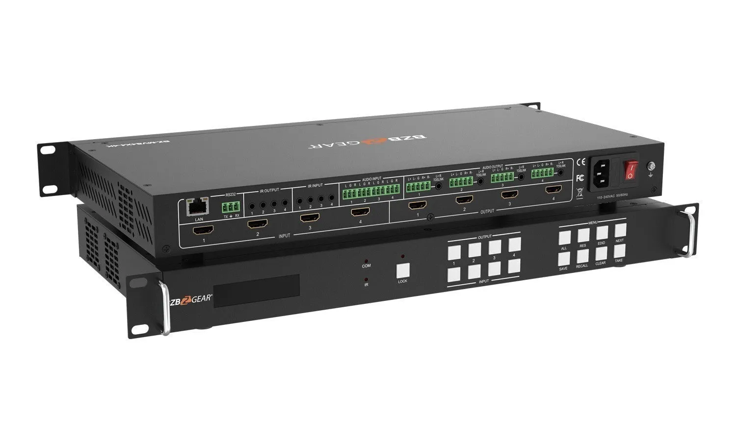BZBGEAR 4X4 4K 18Gbps UHD HDMI Video Wall Processor & Seamless Matrix Switcher with Scaler/IR/Audio/IP and RS-232