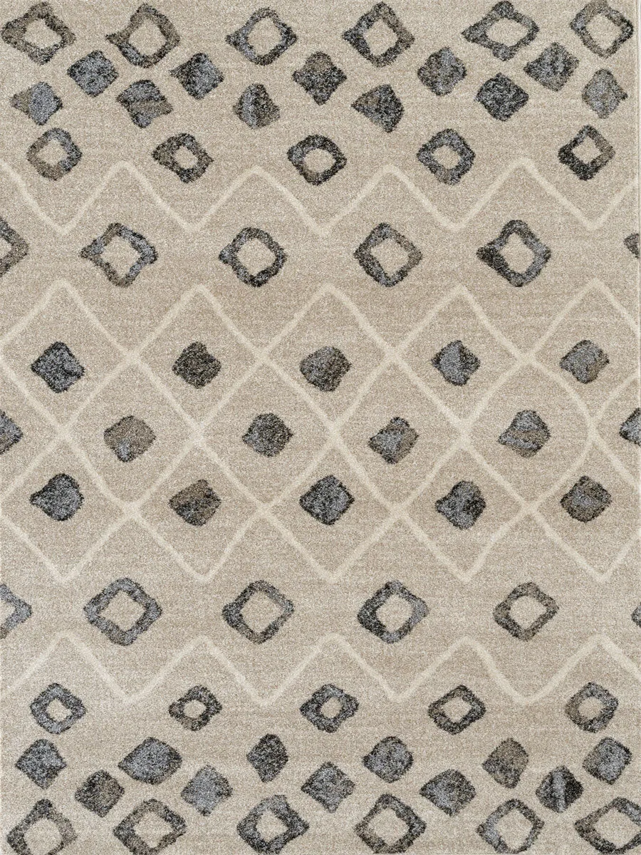 Caribe Modern Beige Power-Loomed Rug 2'1"x6'4"