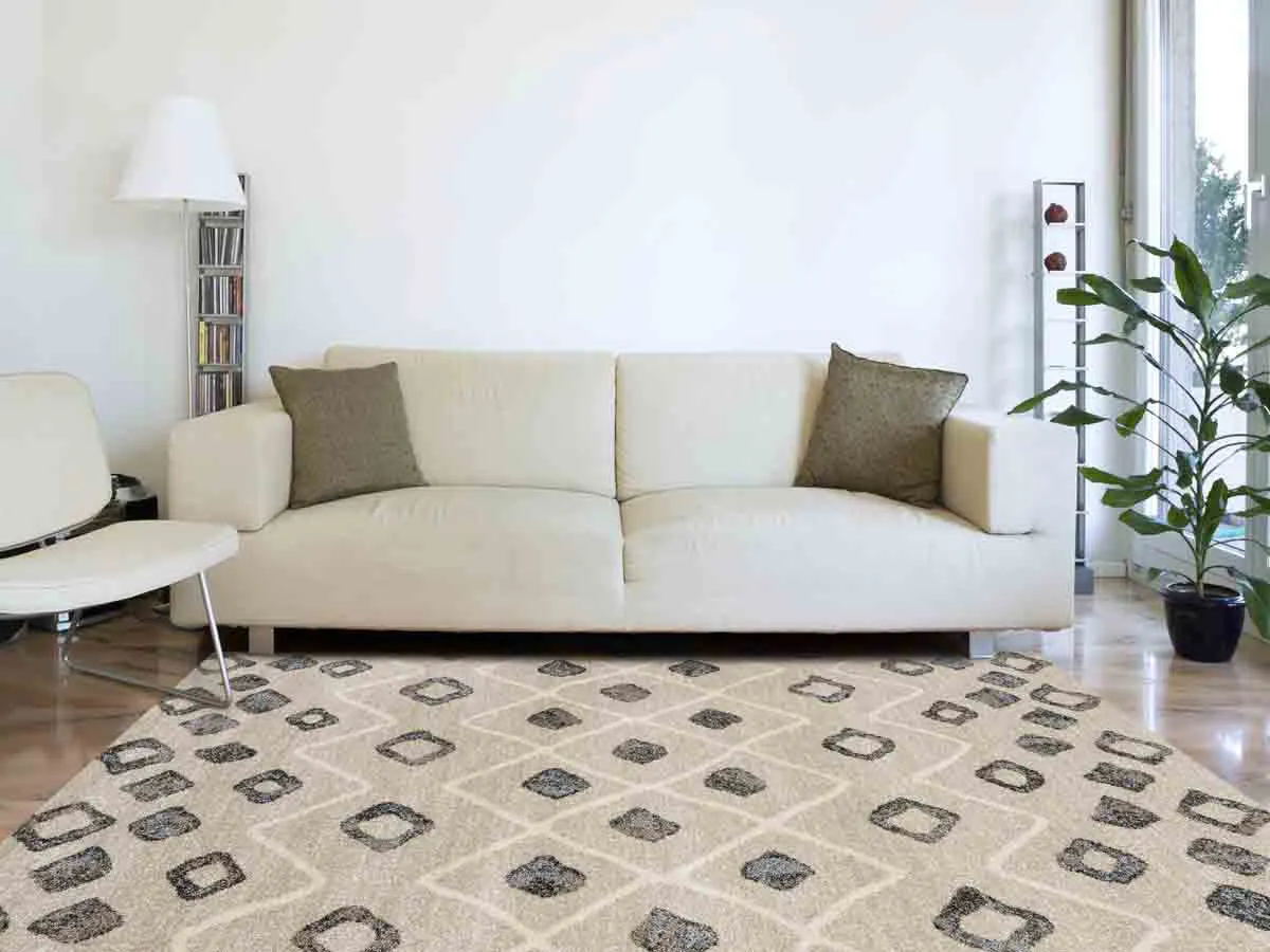 Caribe Modern Beige Power-Loomed Rug 2'1"x6'4"