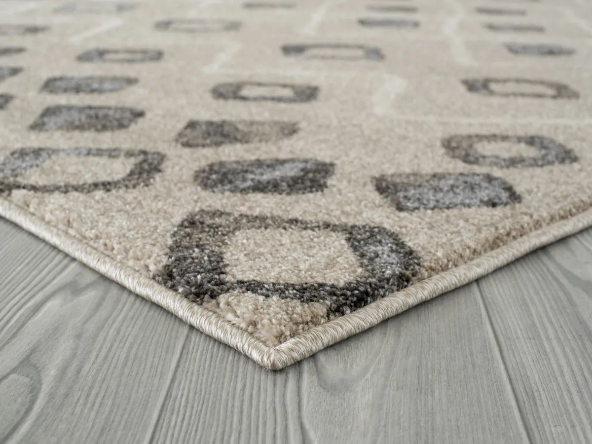 Caribe Modern Beige Power-Loomed Rug 2'1"x6'4"