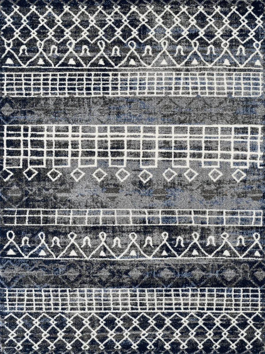 Caribe Modern Charcoal Power-Loomed Rug 2'1"x6'4"