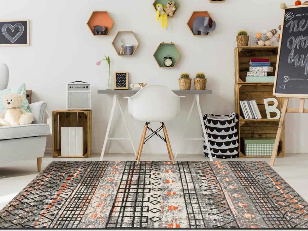 Caribe Modern Gray Power-Loomed Rug 7'10"x10'