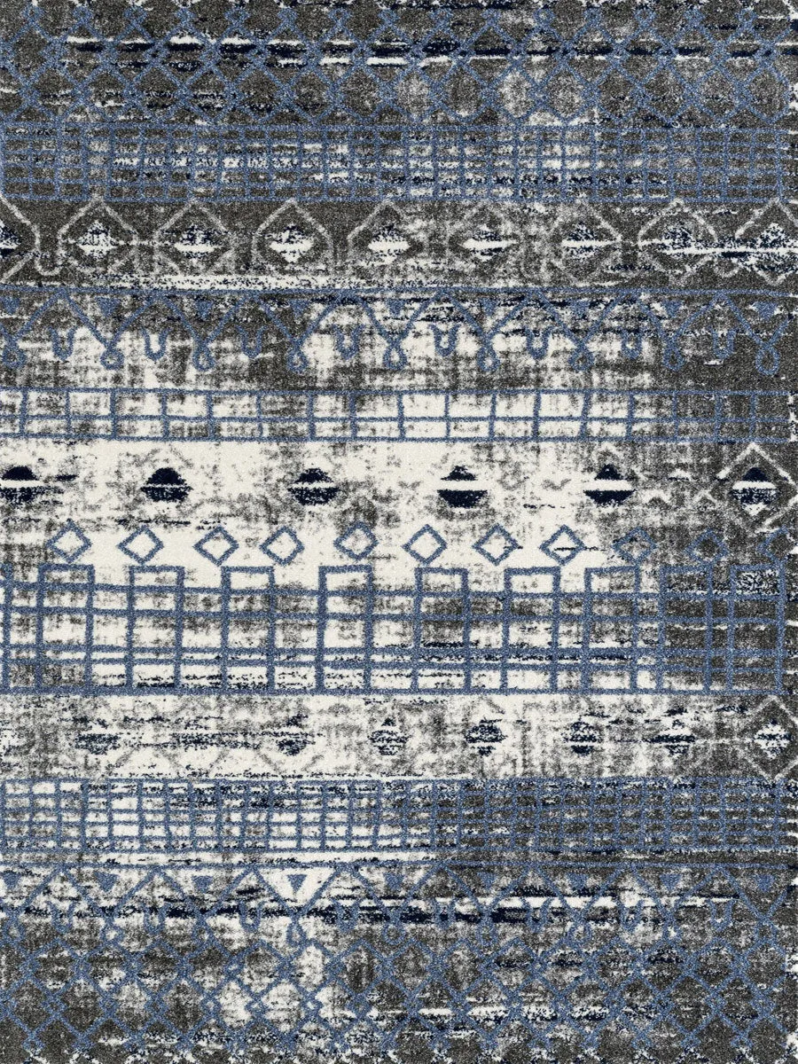 Caribe Modern Ivory Power-Loomed Rug 2'1"x6'4"