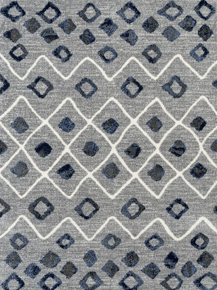 Caribe Modern Steel Blue Power-Loomed Rug 2'6"x9'1"
