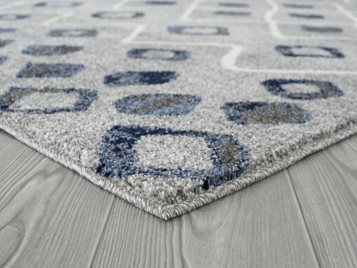 Caribe Modern Steel Blue Power-Loomed Rug 5'x7'9"